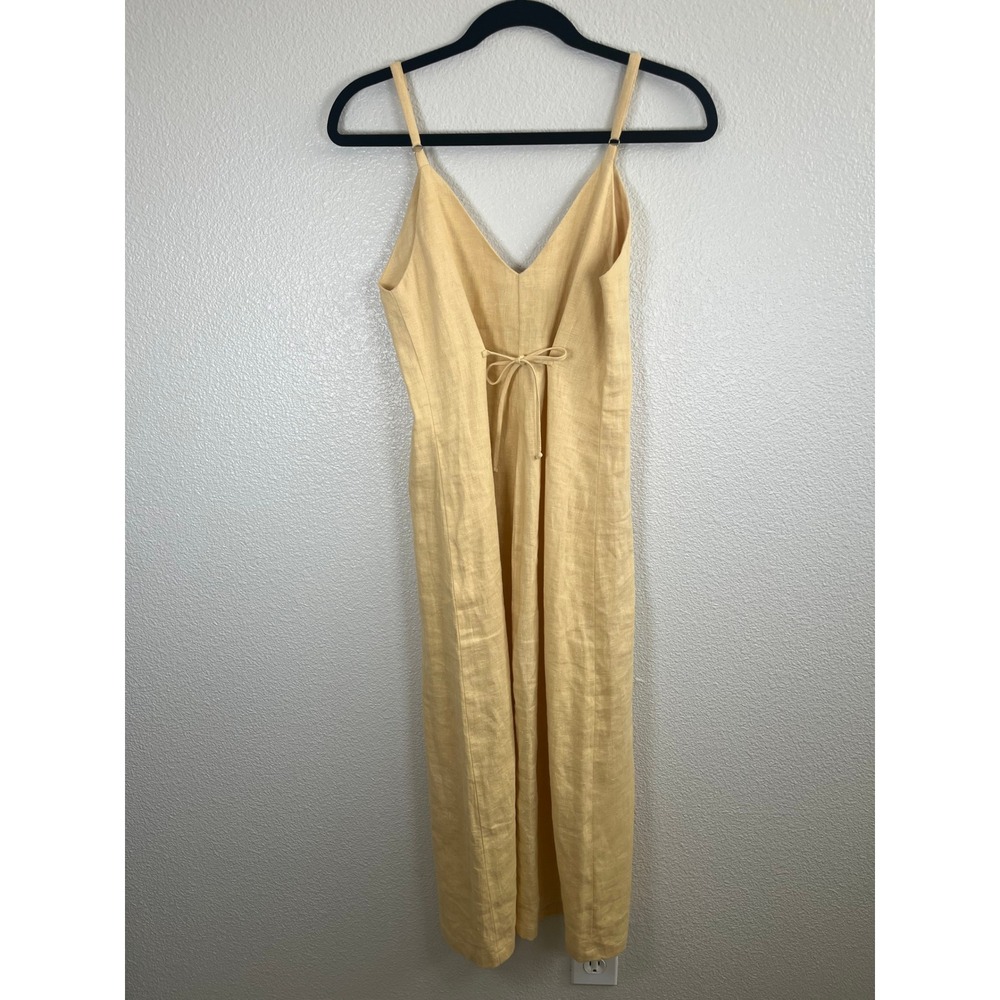 Reformation Mahalo Dress Midi Button Front Linen Blend Yellow Extra Small - Picture 6 of 8